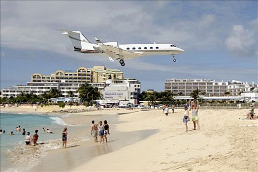 空气,飞机,陆地,飞机跑道,太阳,海滩,加勒比岛屿,西印度群岛