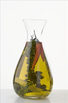 辣椒,油,绿胡椒,玻璃瓶