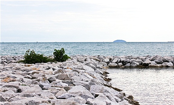挡墙,石头,海上,海岸,泰国