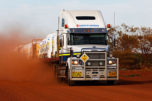 道路,卡车,尘土,红色,内陆地区,澳大利亚,西澳大利亚州,大洋洲
