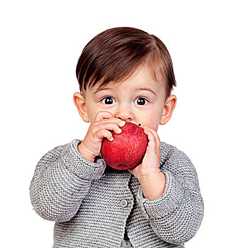 可爱,女婴,吃,红苹果