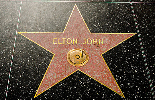 洛杉矶,加利福尼亚,美国,埃尔顿,星,著名,中国,剧院,好莱坞星光大道,人行道