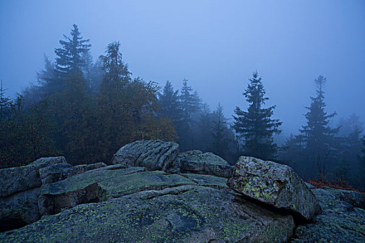 石头,顶峰,普拉特河,美国,黄昏,山,巴伐利亚,德国