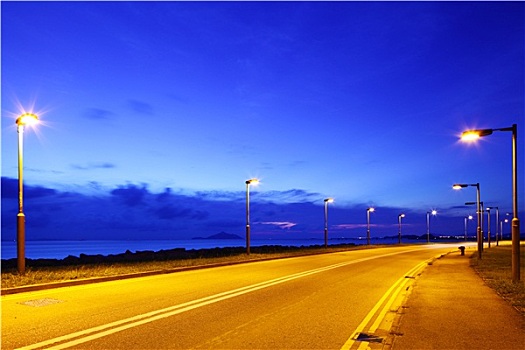 空,沥青,道路,夜晚