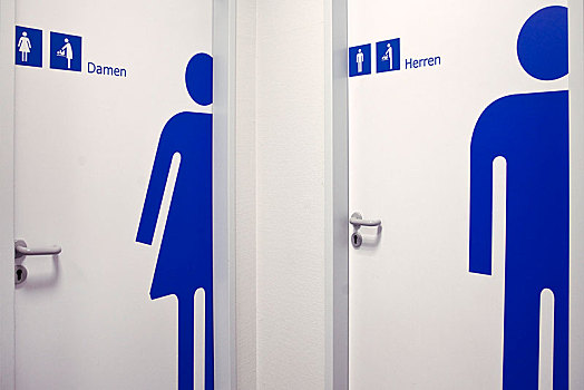 两个,门,卫生间,女人用品,男人,德国,欧洲