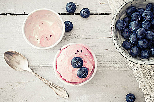 冰冻,蓝莓,酸奶