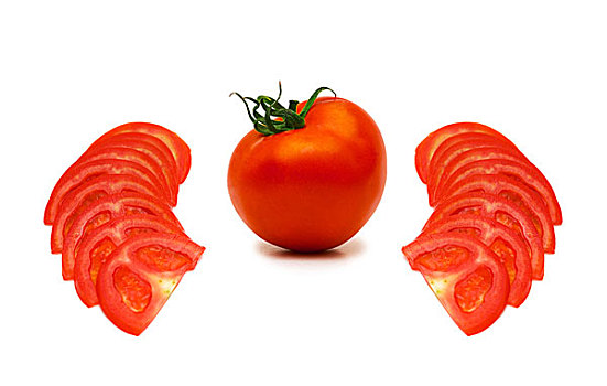 西红柿,切片,隔绝,白色