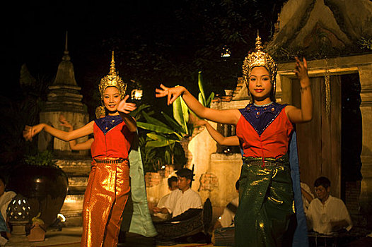 老挝,琅勃拉邦,酒店,仪式,传统,跳舞