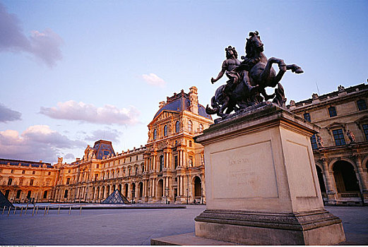雕塑,正面,盧浮宮,巴黎,法國