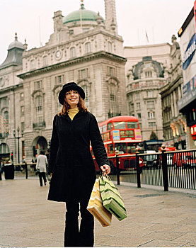 女人,购物袋,伦敦,英格兰