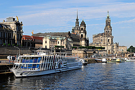 河,正面,城堡,德累斯顿,霍夫教堂,天主教,教堂,皇家,萨克森,常常,歌剧院,游艇,德国,欧洲