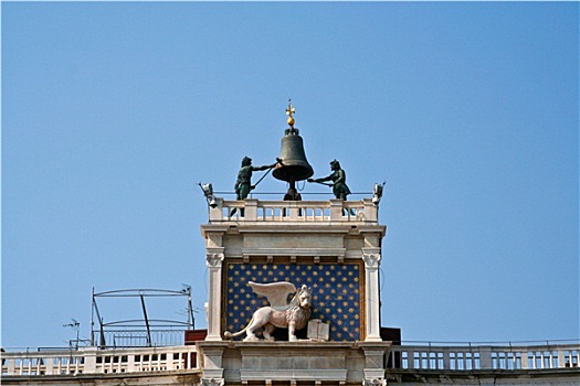 著名,钟楼,威尼斯,老城,旗帜,狮子,意大利