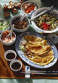 开胃菜,薄烤饼,酸甜,卷心菜,韩国