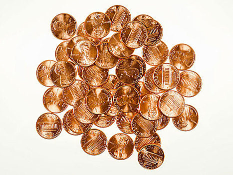 复古,看,美元,硬币,1分,小麦,便士,分币