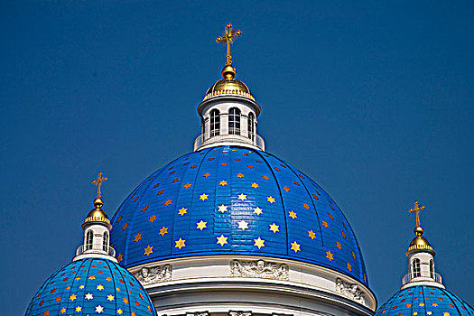 圣三一大教堂,蓝色,穹顶,金色,星,圣彼得堡,俄罗斯