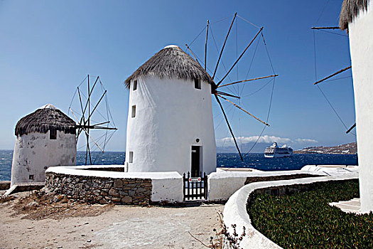 风车,高处,老,城镇,米克诺斯岛,希腊,欧洲