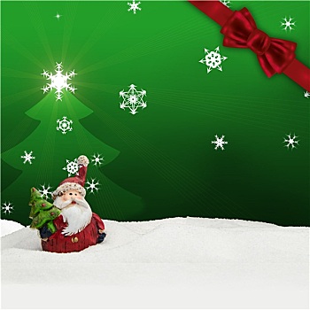 贺卡,圣诞老人,雪,绿色