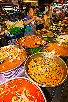 泰国,清迈,市场,外卖,熟食制品,展示