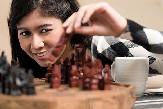 印尼人,女人,玩,下棋