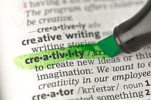创意,定义,突显,绿色,字典