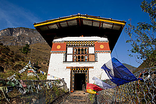 房子,桥,传统,建筑,风格,不丹