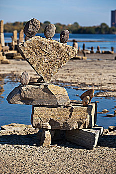 平衡性,石刻,急流,渥太华河,渥太华,安大略省,加拿大