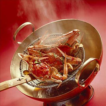 烹调,蟹肉,锅