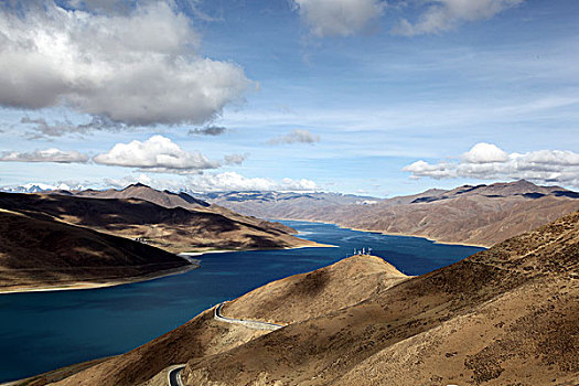 西藏,高原,蓝天,白云,湖水,0097