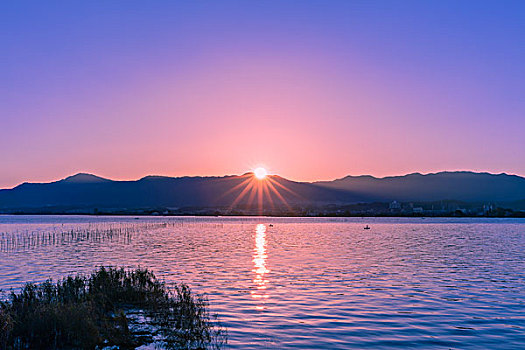 琵琶湖,日落