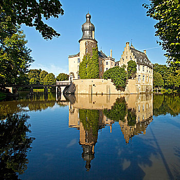 城堡,护城河,明斯特地区,北莱茵威斯特伐利亚,德国,欧洲
