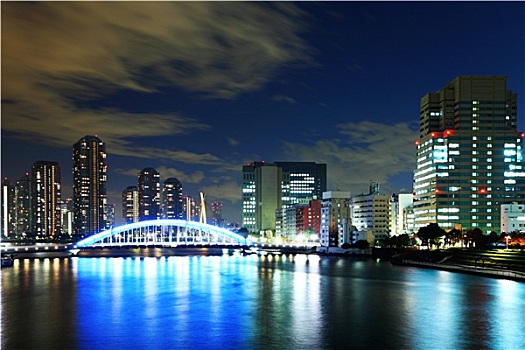 东京,天际线,夜晚