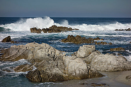 深海,石头,蒙特利半岛,加利福尼亚,海岸