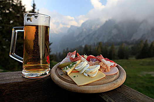 餐食,啤酒,萨尔茨卡莫古特,上奥地利州,奥地利,欧洲