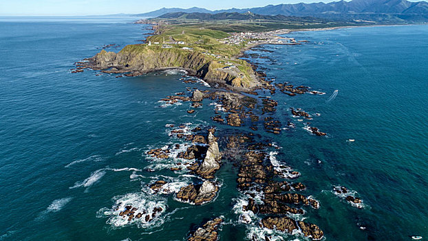 航拍,岬角,北海道,日本