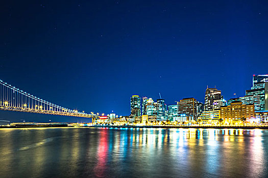 市区,旧金山,靠近,海湾大桥,夜晚