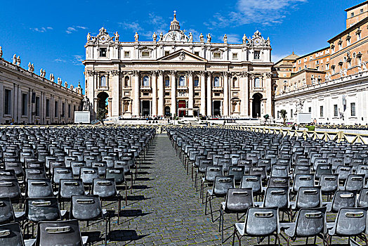圣彼得大教堂,排,椅子,广场,梵蒂冈城,罗马,意大利,欧洲
