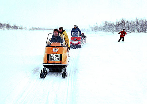 瑞典,人,驾驶,雪地车,雪中