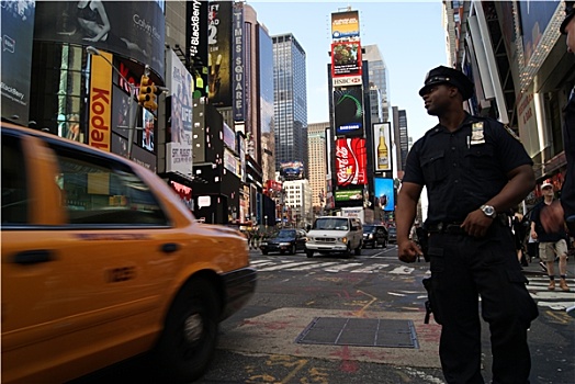警察,出租车,时代广场