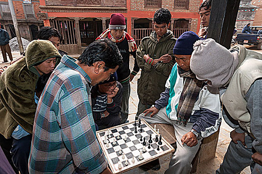 尼泊尔人,男人,玩,下棋,尼泊尔,亚洲