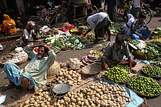 果蔬,出售,街上,靠近,新,市场,街道,流行,背包族,预算,和谐,地区,加尔各答,西孟加拉,印度,亚洲