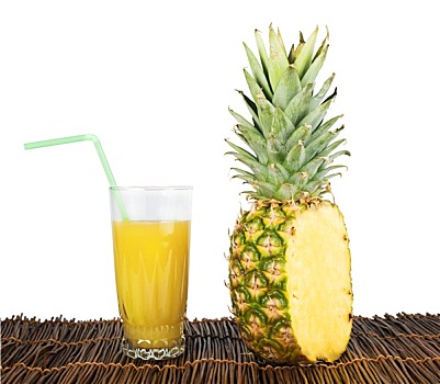 菠萝,玻璃杯,果汁