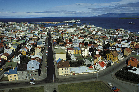 冰岛,雷克雅未克,彩色,俯视