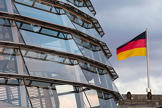 圆顶,德国国旗,特写,德国国会大厦,政府,区域,柏林,德国,欧洲