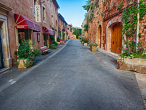 法国,普罗旺斯,鲁西永,城镇,场景,彩色,山坡