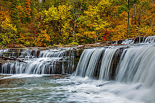 瀑布,溪流,秋天,娱乐休闲区,靠近,印地安那,美国
