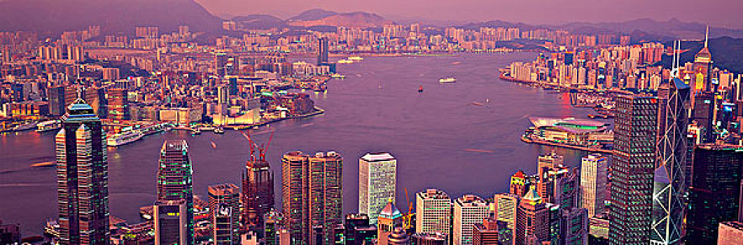 维多利亚港,黄昏,香港
