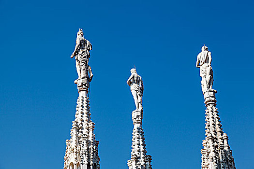 三个,雕塑,屋顶,米兰,大教堂,伦巴第,意大利
