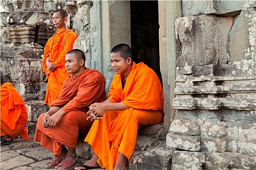 僧侣,吴哥窟,柬埔寨
