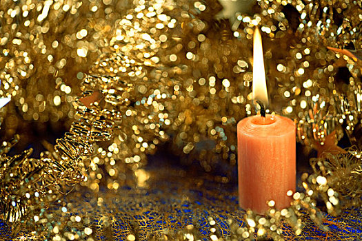 圣诞装饰,燃烧,蜡烛