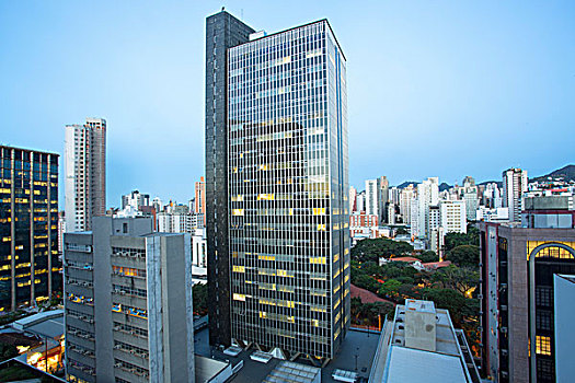 南美,巴西,米纳斯吉拉斯州,全视图,摩天大楼,公寓,楼宇,城市